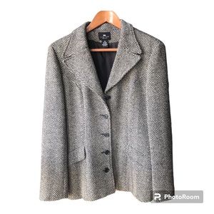 Vintage Limited American Wool Blend Blk/Wht Herringbone Blazer/Jacket Sz 10